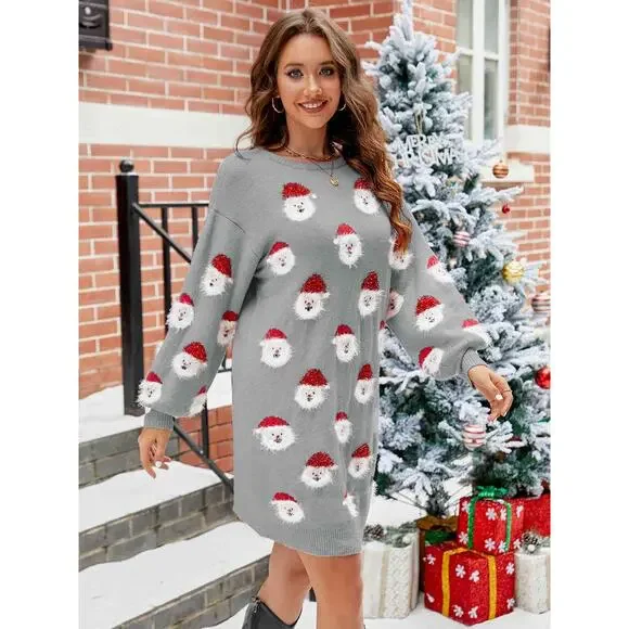 Soft Christmas Santa Sweater Dress in Green - Picture 8 of 9